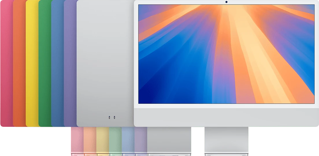 Frente e parte de trás do iMac (24 polegadas, 2024, duas portas)